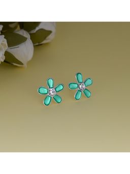 GIVA - Sterling Silver Sky Blue Color Flower Stud Earring for Womens and Girls