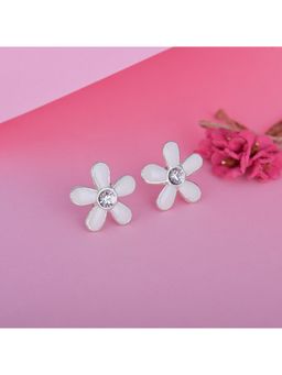 GIVA - Sterling Silver White Color Floral Stud Earring for Womens and Girls