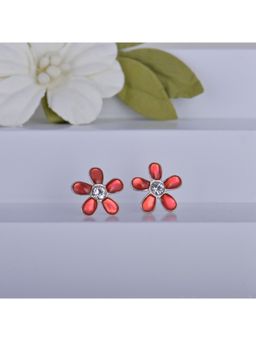 GIVA - Sterling Silver Dark Orange Color Flower Stud Earring for Womens and Girls