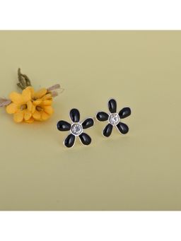 GIVA - Sterling Silver Black Floral Stud Earring for Womens and Girls