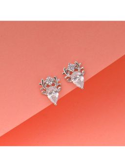 GIVA - Sterling Silver Deer with Stone Stud for Womens and Girls