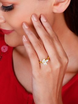 GIVA - Sterling Silver Golden Autumn Leaf Ring for Women and Girls