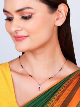 GIVA - Sterling Silver Rose Gold Vermilion Mangalsutra for Women and Girls