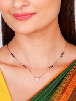 GIVA - Sterling Silver Rose Gold Marquise Mangalsutra for Women and Girls