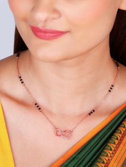 GIVA - Sterling Silver Rose Gold Connection Of Hearts Mangalsutra for Women and Girls