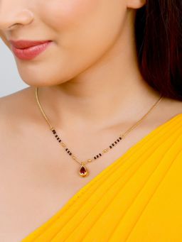 GIVA - Sterling Silver Golden Red Stone Mangalsutra for Women and Girls