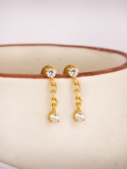 GIVA - Sterling Silver Golden Zircon Classic Drop Earrings for Women and Girls