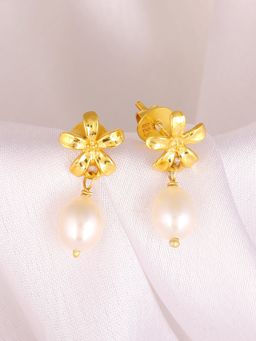 GIVA - Sterling Silver Golden Pearl Like Flowers Earrings for Women and Girls