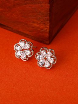 GIVA - Sterling Silver Zircon Embellished Flower Earrings for Women and Girls