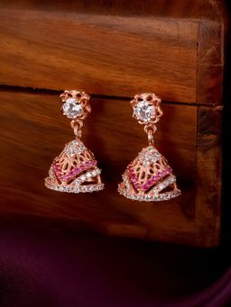 GIVA - Sterling Silver Rose Gold Flaunt Love Jhumki for Women and Girls