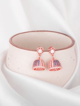 GIVA - Sterling Silver Rose Gold Bedazzle Jhumki for Women and Girls