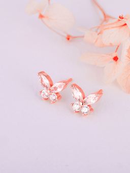GIVA - Sterling Silver Rose Gold Dazzling Butterfly Earrings for Women and Girls