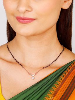 GIVA - Sterling Silver Rose Gold Love Bouquet Mangalsutra for Women and Girls