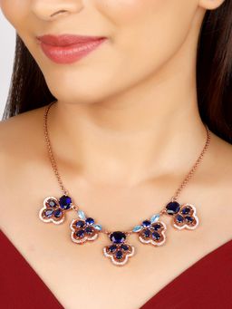 GIVA - Sterling Silver Rose Gold Blue Paradise Necklace for Women and Girls