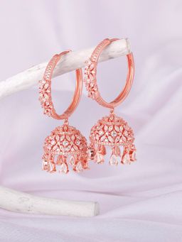 GIVA - Sterling Silver Rose Gold Statement Jhumki for Women and Girls