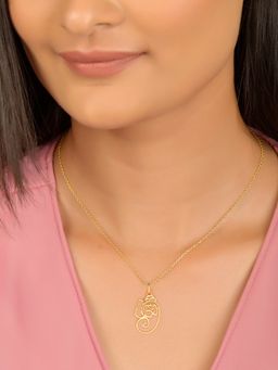 GIVA - Sterling Silver Golden Vinayaka Blessing Pendant with Link Chain for Women and Girls