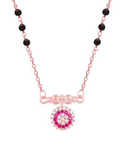 GIVA - Sterling Silver Rose Gold Rosy Red Traditional Mangalsutra for Women and Girls