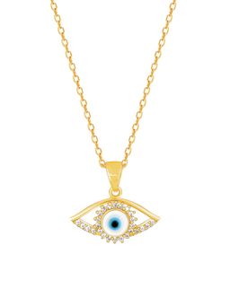GIVA - Sterling Silver Golden Evil Eye Pendant with Link Chain for Women and Girls