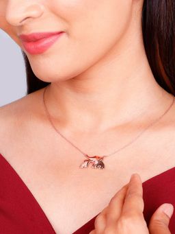 GIVA - Sterling Silver Rose Gold Elephant Love Necklace for Women and Girls
