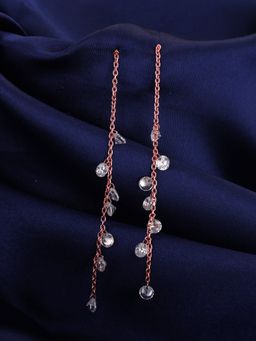 GIVA - Sterling Silver Rose Gold Dangling Queens Chain Earrings for Women and Girls