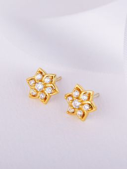 GIVA - Sterling Silver Golden Floral Beauty Stud Earrings for Women and Girls