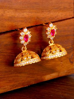 GIVA - Sterling Silver Golden Fuchsia Fun Jhumki for Women and Girls