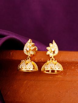 GIVA - Sterling Silver Golden Gorgeous Leaf Jhumki for Women and Girls