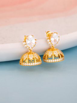 GIVA - Sterling Silver Golden Oval Stud Classic Jhumki for Women and Girls