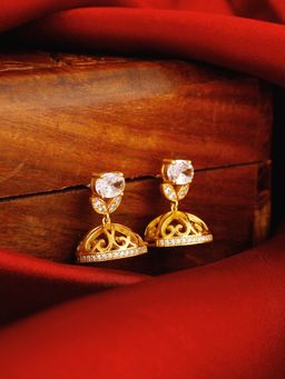 GIVA - Sterling Silver Golden Beautiful Bloom Jhumki for Women and Girls