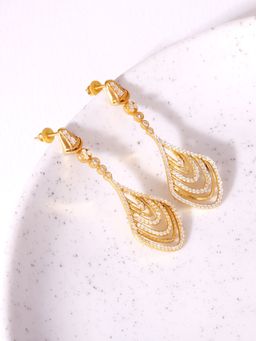 GIVA - Sterling Silver Golden Zircon Studded Chime Earrings for Women and Girls