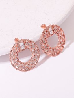 GIVA - Sterling Silver Rose Gold Round Embellished Earrings for Women and Girls