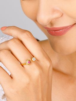 GIVA - Sterling Silver Golden Pink Mandala Ring for Women and Girls