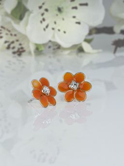 GIVA - Sterling Silver Orange Floral Bliss Earrings for Womens and Girls