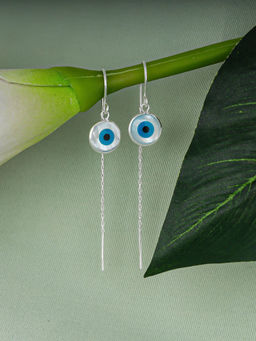 GIVA - Sterling Silver Evil Eye Thread Earrings for Womens and Girls