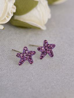 GIVA - Sterling Silver Burgundy Blinking Star Stud Earrings for Womens and Girls