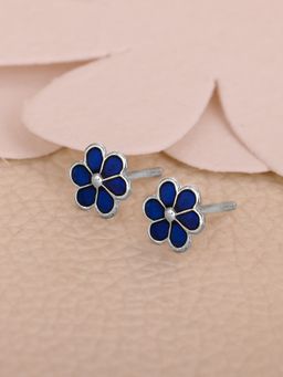 GIVA - Sterling Silver Blue Flower Earrings for Womens and Girls