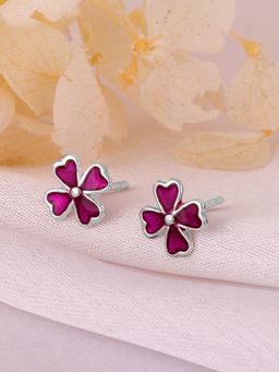 GIVA - Sterling Silver Pink Flower Earrings for Womens and Girls