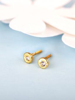 GIVA - Sterling Silver Golden Bezel Single Zircon Earrings for Womens and Girls