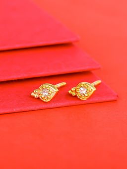 GIVA - Sterling Silver Golden Leaf In Love Stud Earrings for Womens and Girls