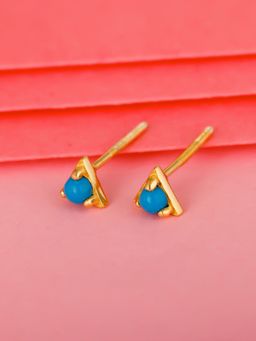 GIVA - Sterling Silver Golden Blue Lapis Lazuli Stud Earrings for Womens and Girls