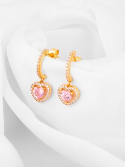 GIVA - Sterling Silver Golden Dangling Heart Earrings for Womens and Girls