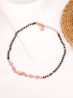 GIVA - Sterling Silver Rose Gold Love Forever Beaded Anklet for Womens and Girls