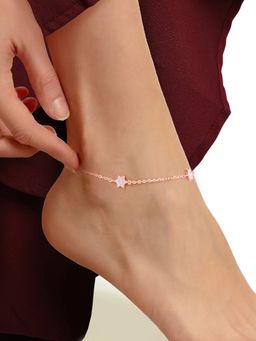 GIVA - Sterling Silver Rose Gold Starry Love Anklet for Womens and Girls