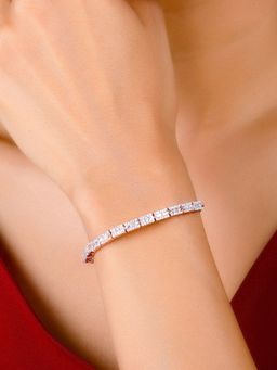 GIVA - Sterling Silver Rose Gold Zircon Studded Bracelet for Womens and Girls