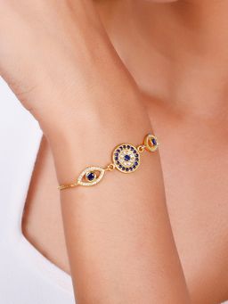 GIVA - Sterling Silver Golden Evil Eye Charm Bracelet for Womens and Girls