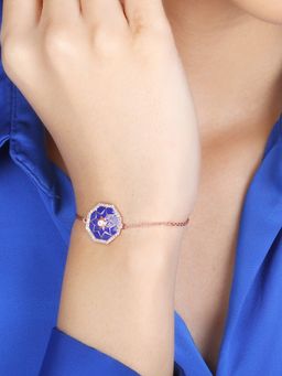 GIVA - Sterling Silver Rose Gold Taj Mosaic Bracelet for Womens and Girls