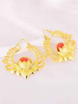 GIVA - Sterling Silver Golden Regal Flower Chandbali Earrings for Womens and Girls