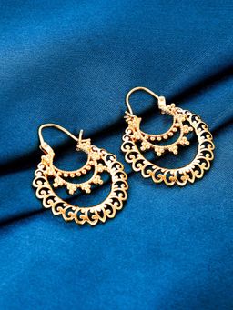 GIVA - Sterling Silver Golden Filigree Chandbali Earrings for Womens and Girls
