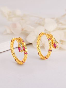 GIVA - Sterling Silver Golden Snake Hoop Earrings for Womens and Girls