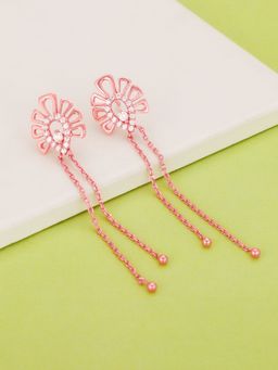 GIVA - Sterling Silver Rose Gold Floral Dangler Earrings for Womens and Girls